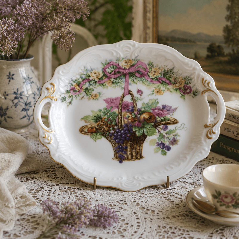 Porsgrund Porselen, fat med blomster