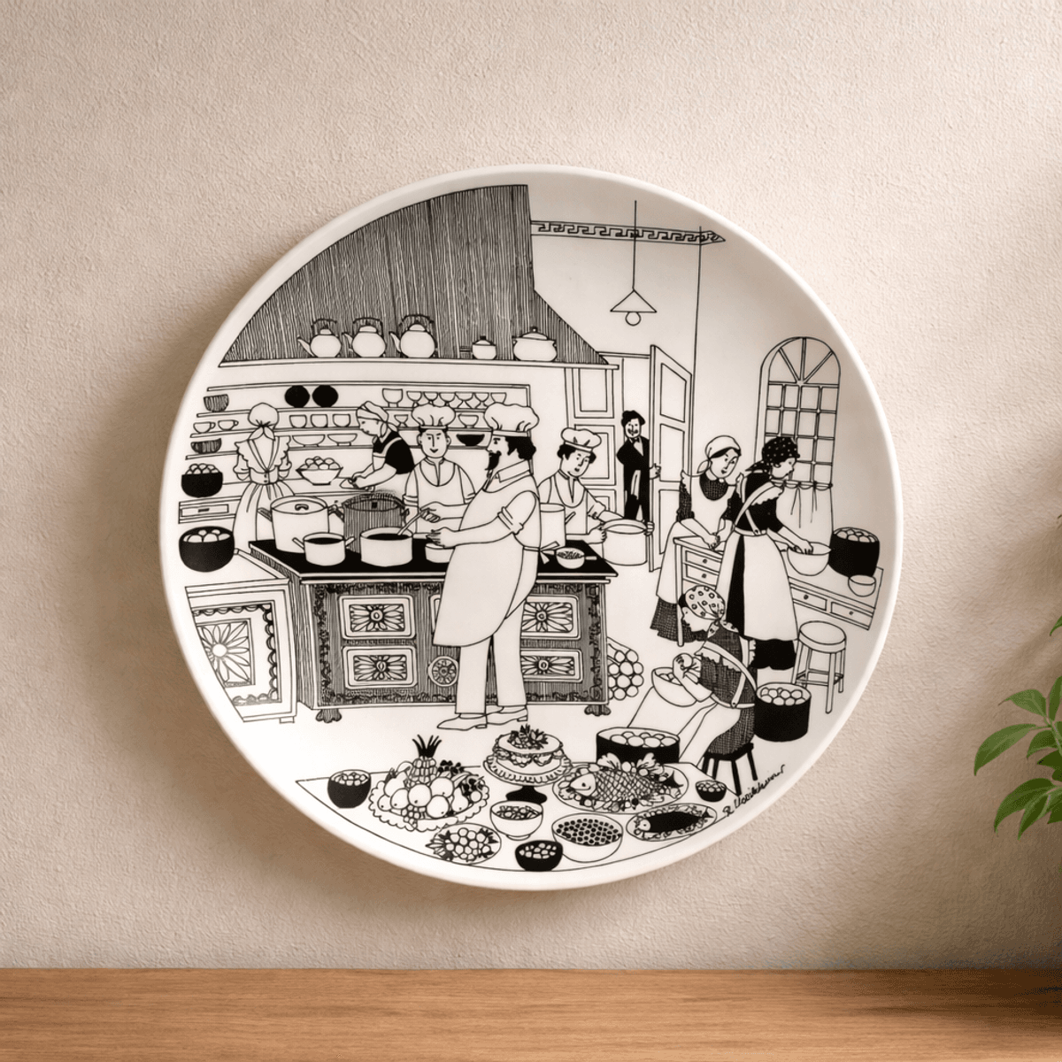 Arabia, svart - hvit tallerken