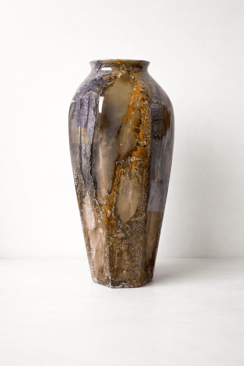 Arabia, høy vase med lusterglassur