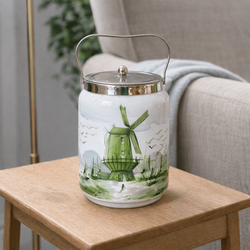 Antikk kjeksboks i glass